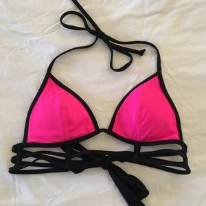 Hot Pink and Black PINK VS Bikini Top